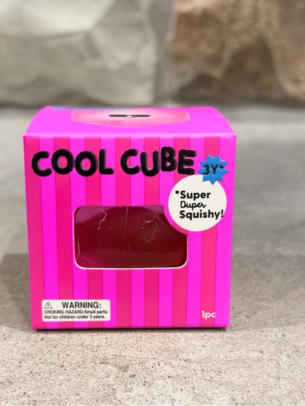 J’Adore Cool Cube Pink Striped Squishy Toy
